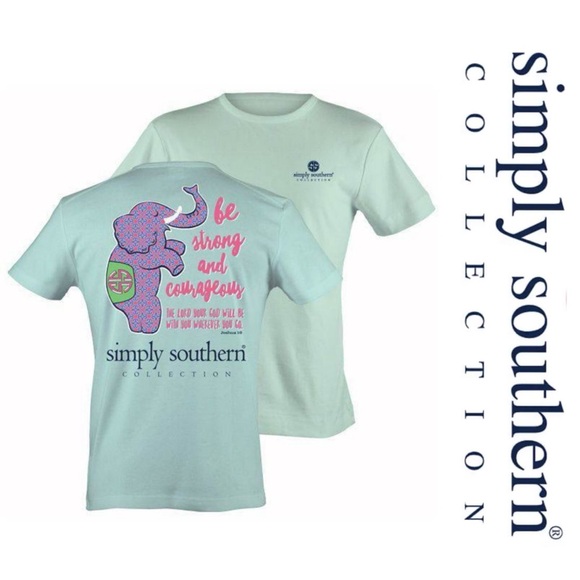 Simply Southern | Be Strong and Courageous Elephants Tee | Size Medium - Picture 1 of 11